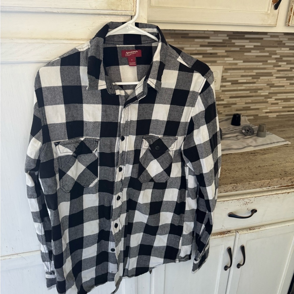 Arizona Jean Company Black and White Plaid Shirt